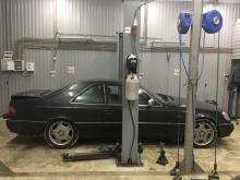 Installing a set of spacers to increase the ground clearance Mersedes S140 AMG coupe Lift Kits (leveling kits and coil spring spacer\strut spacer)