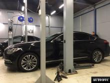 Installing a set of spacers to increase the ground clearance Hyundai Genesis Lift Kits (leveling kits and coil spring spacer\strut spacer)